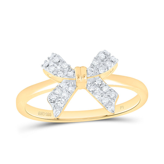 Yellow-Tone Sterling Silver 1/10Ctw Natural Diamond P1 Gift Bow Ring