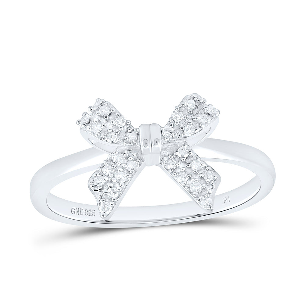 Yellow-Tone Sterling Silver 1/10Ctw Natural Diamond P1 Gift Bow Ring