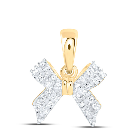 Sterling Silver 1/10Ctw Natural Diamond P1 Gift Bow Pendant