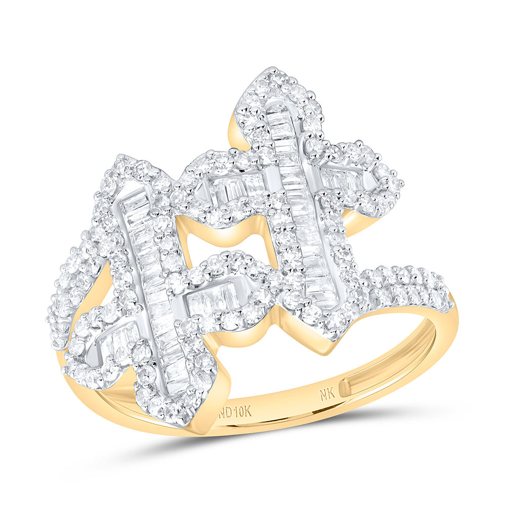 10K Yellow Gold 3/4Ctw Natural Diamond Fashion Cross Ring