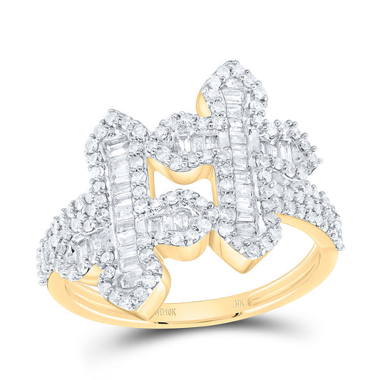10K Yellow Gold 3/4Ctw Natural Diamond Fashion Cross Ring