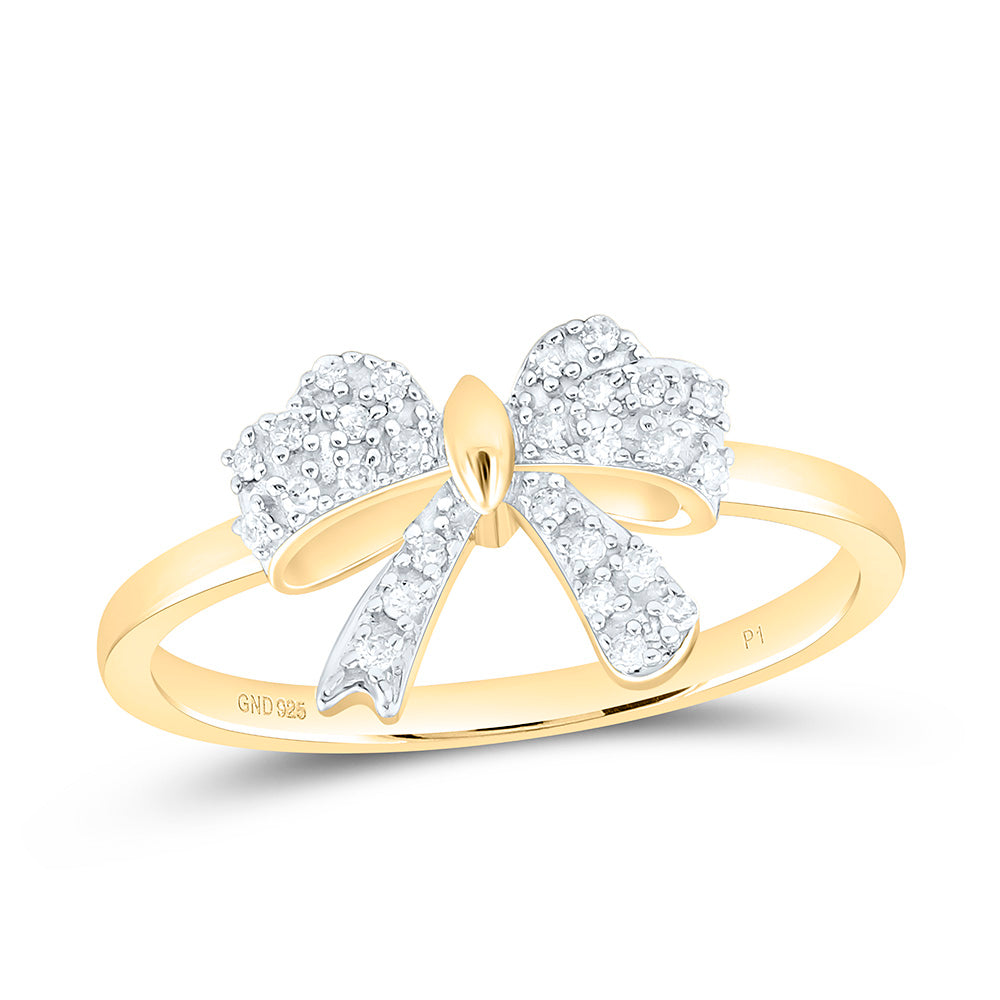 Yellow-Tone Sterling Silver 1/10Ctw Natural Diamond P1 Gift Bow Ring
