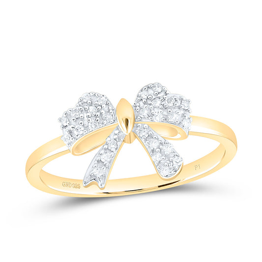 Yellow-Tone Sterling Silver 1/10Ctw Natural Diamond P1 Gift Bow Ring