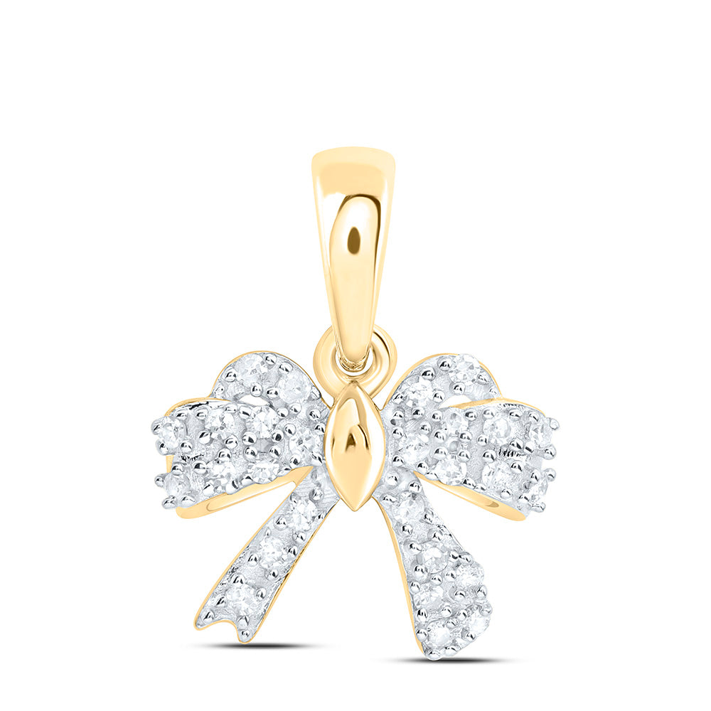 Sterling Silver 1/10Ctw Natural Diamond P1 Gift Bow Pendant