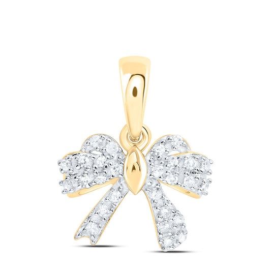 Sterling Silver 1/10Ctw Natural Diamond P1 Gift Bow Pendant