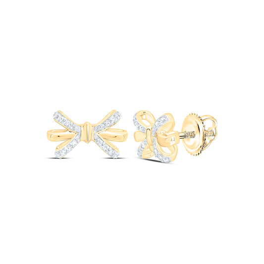 Sterling Silver 1/8Ctw Natural Diamond P1 Gift Bow Earring