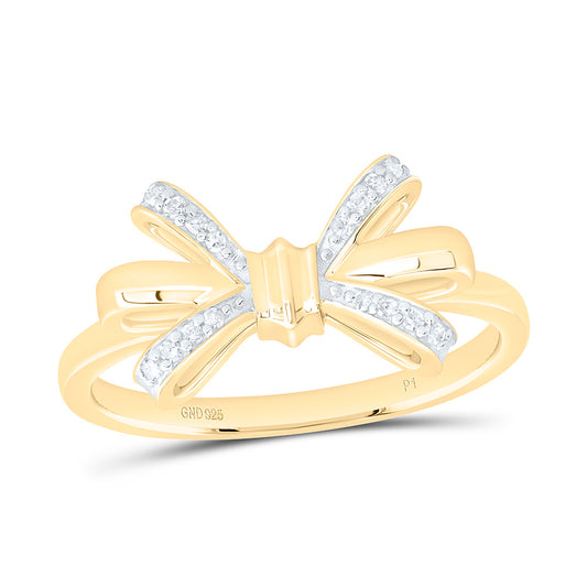 Yellow-Tone Sterling Silver 1/20Ctw Natural Diamond P1 Gift Bow Ring
