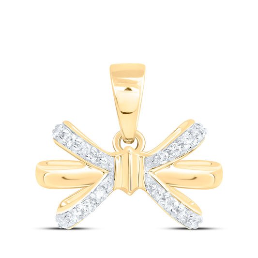 Sterling Silver 1/20Ctw Natural Diamond P1 Gift Bow Pendant