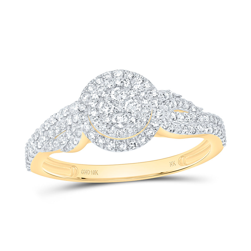 10K Yellow Gold 1/2Ctw Natural Diamond Fashion Round Ring