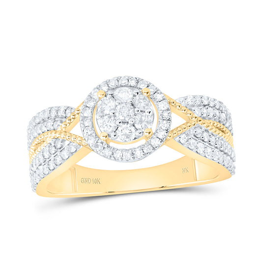 10K Yellow Gold 1/2Ctw Natural Diamond Fashion Round Ring