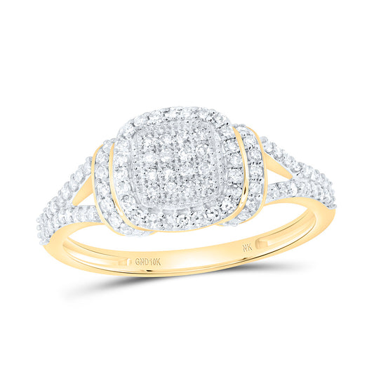 10K Yellow Gold 3/8Ctw Natural Diamond Fashion Cushion Ring