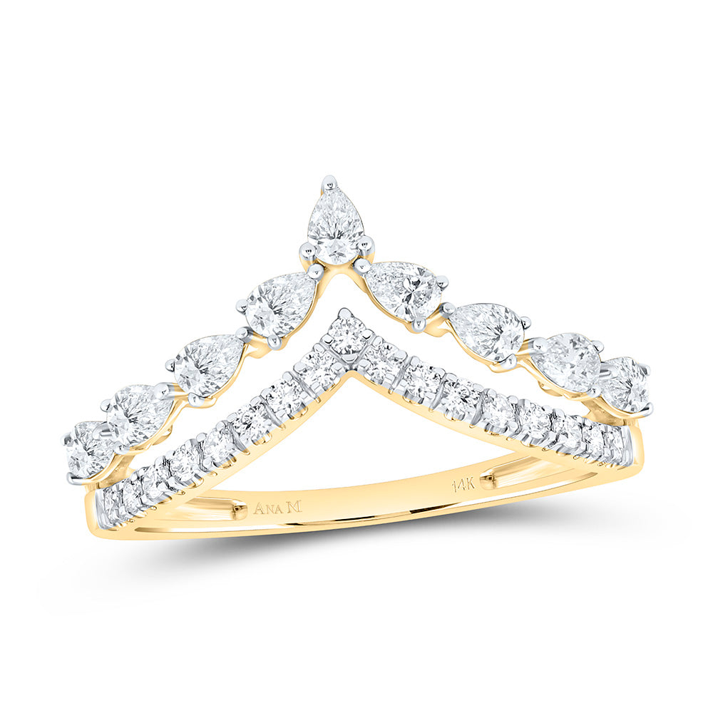 14K Yellow Gold 5/8Ctw Natural Diamond Ana M Fashion Pear Ring