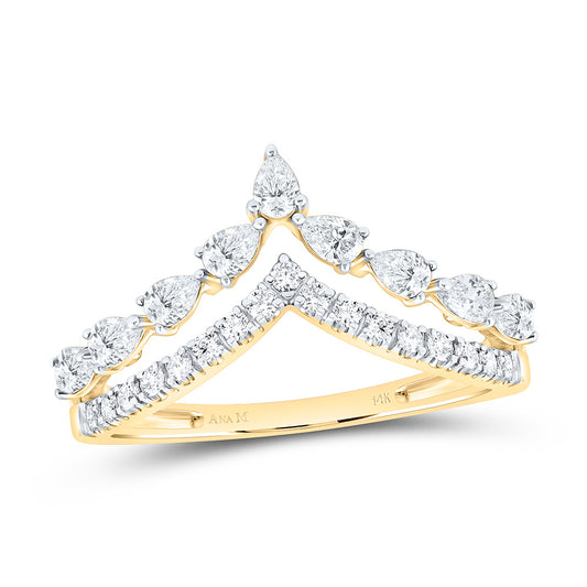 14K Yellow Gold 5/8Ctw Natural Diamond Ana M Fashion Pear Ring