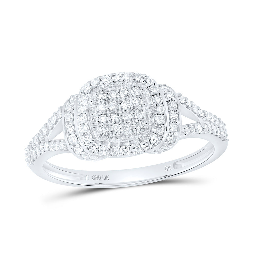 10K Yellow Gold 3/8Ctw Natural Diamond Fashion Cushion Ring