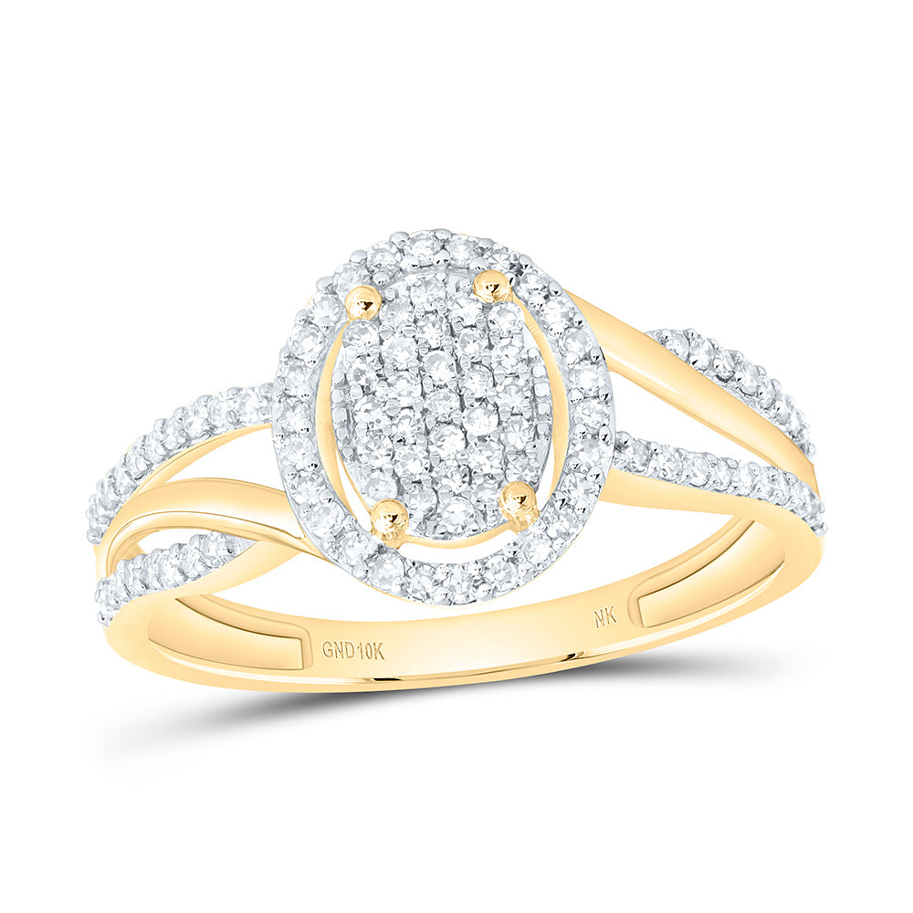 10K Yellow Gold 1/3Ctw Natural Diamond Fashion Oval Ring