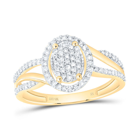 10K Yellow Gold 1/3Ctw Natural Diamond Fashion Oval Ring