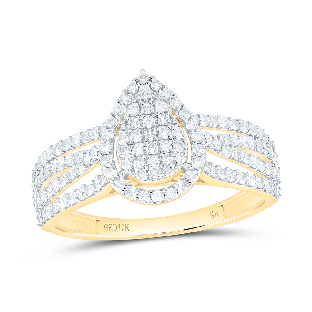 10K Yellow Gold 1/2Ctw Natural Diamond Fashion Pear Ring