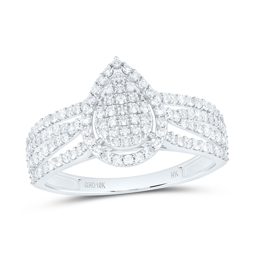 10K Yellow Gold 1/2Ctw Natural Diamond Fashion Pear Ring