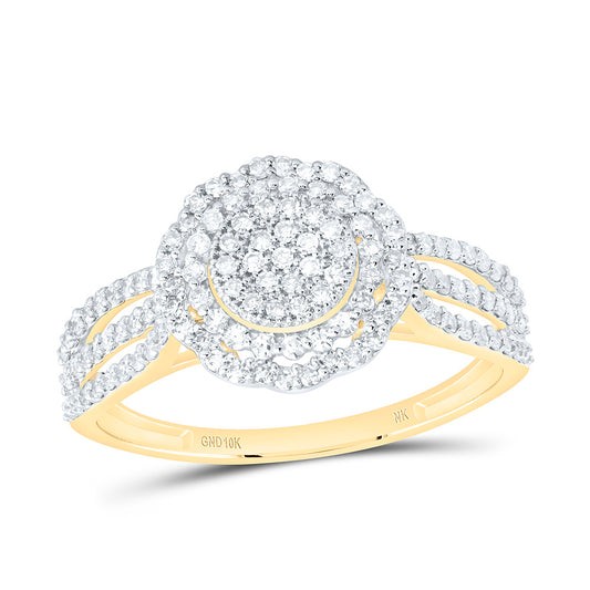 10K Yellow Gold 1/2Ctw Natural Diamond Fashion Flower Ring
