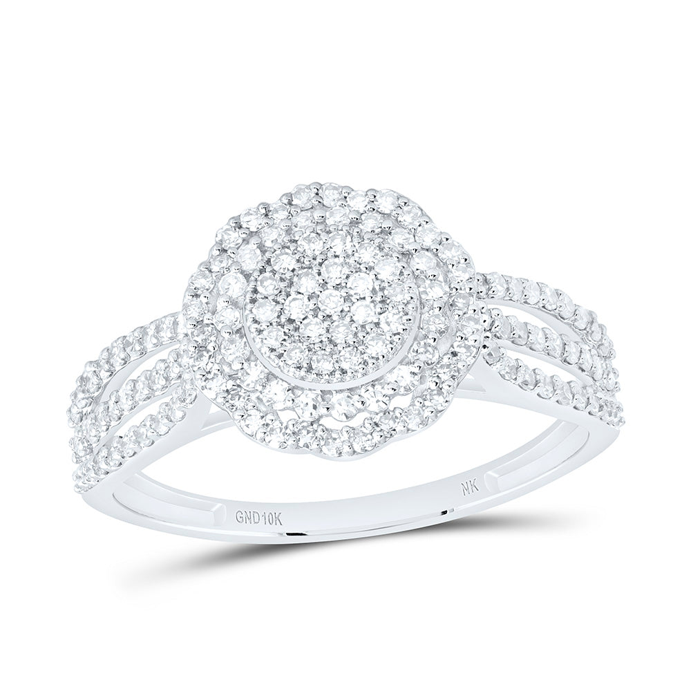 10K Yellow Gold 1/2Ctw Natural Diamond Fashion Flower Ring