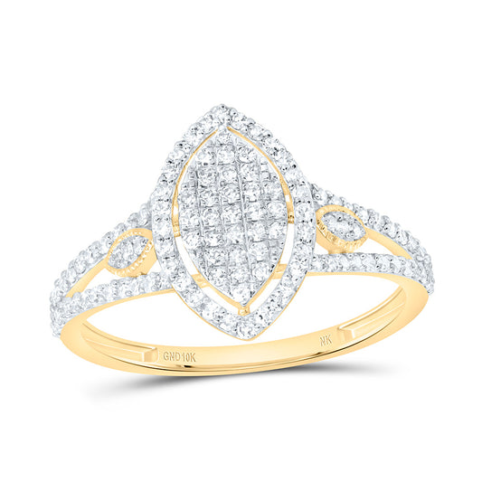 10K Yellow Gold 3/8Ctw Natural Diamond Fashion Marquise Ring