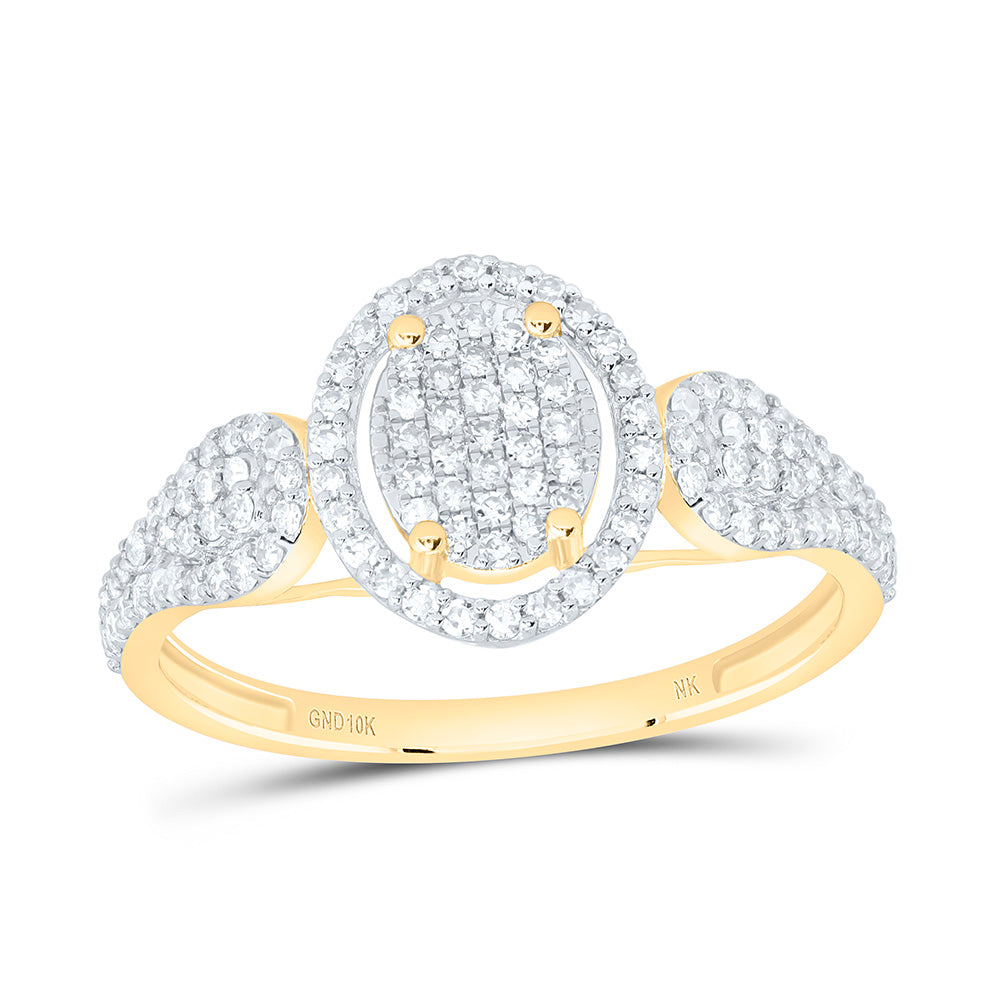 10K Yellow Gold 1/2Ctw Natural Diamond Fashion Oval Ring