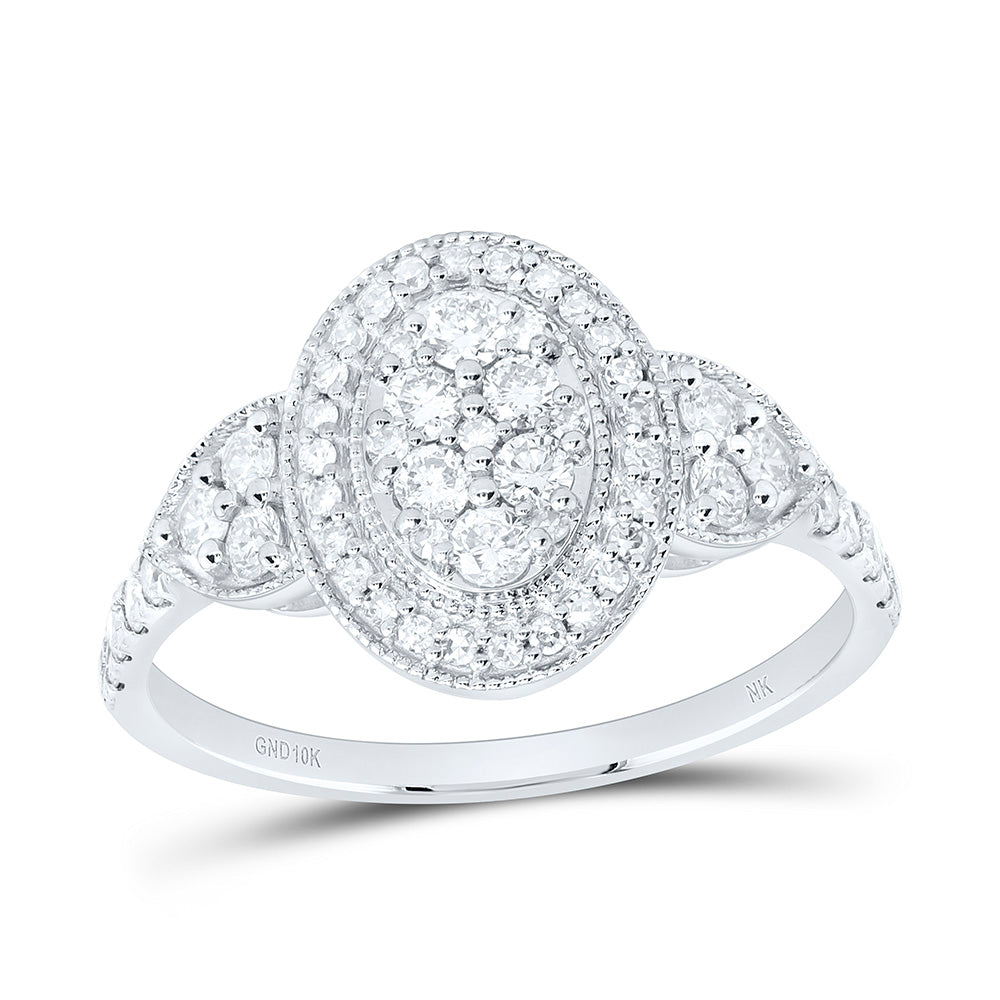 10K Yellow Gold 5/8Ctw Natural Diamond Fashion Oval Ring