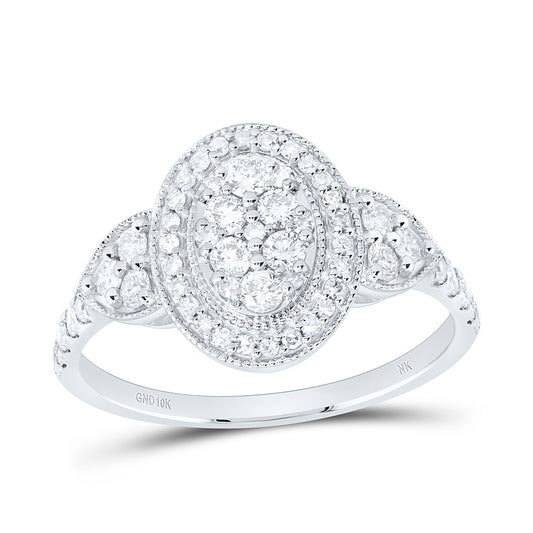 10K Yellow Gold 5/8Ctw Natural Diamond Fashion Oval Ring