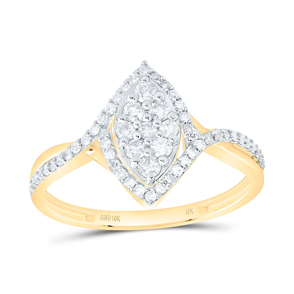 10K Yellow Gold 3/8Ctw Natural Diamond Fashion Marquise Ring