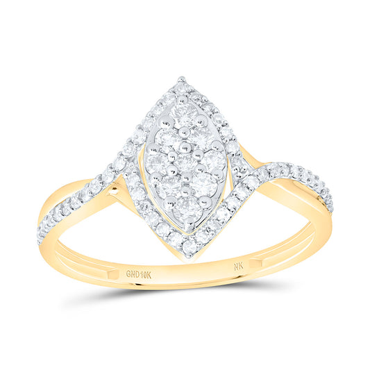 10K Yellow Gold 3/8Ctw Natural Diamond Fashion Marquise Ring