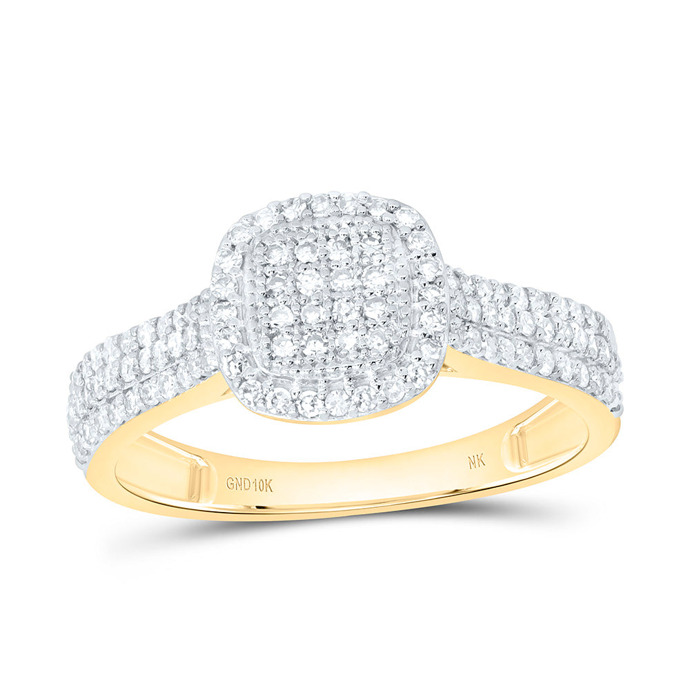 10K Yellow Gold 3/8Ctw Natural Diamond Fashion Cushion Ring