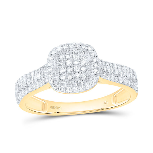 10K Yellow Gold 3/8Ctw Natural Diamond Fashion Cushion Ring