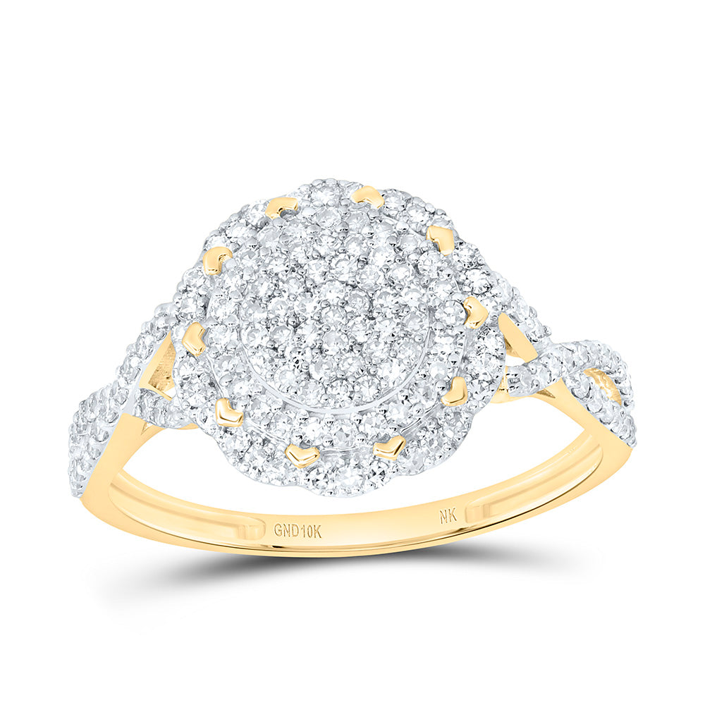 10K Yellow Gold 1/2Ctw Natural Diamond Fashion Flower Ring