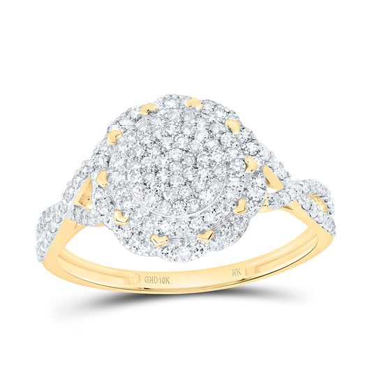 10K Yellow Gold 1/2Ctw Natural Diamond Fashion Flower Ring