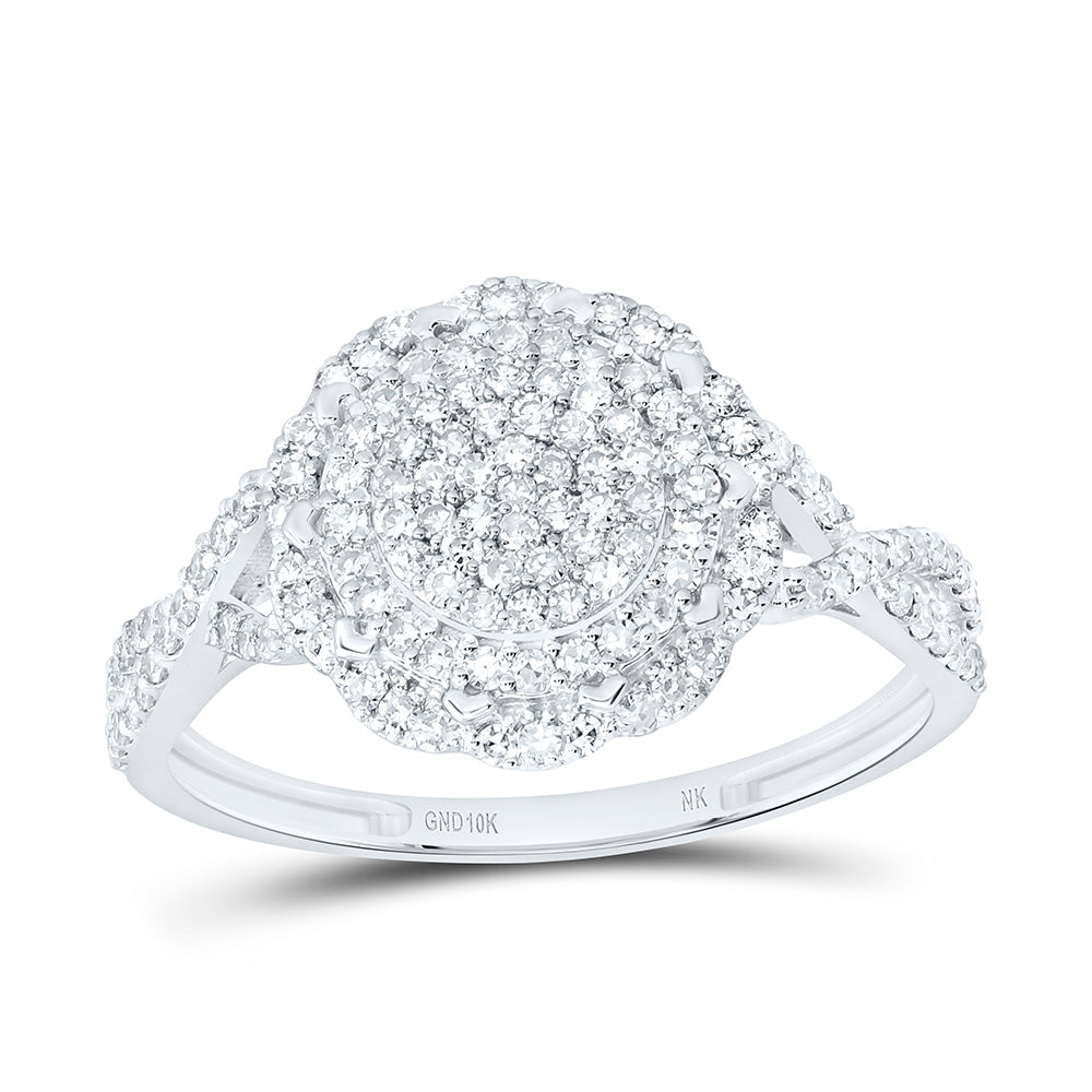 10K Yellow Gold 1/2Ctw Natural Diamond Fashion Flower Ring