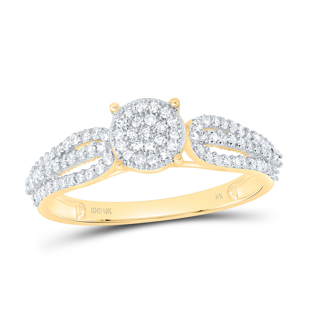 10K Yellow Gold 1/3Ctw Natural Diamond Fashion Round Ring