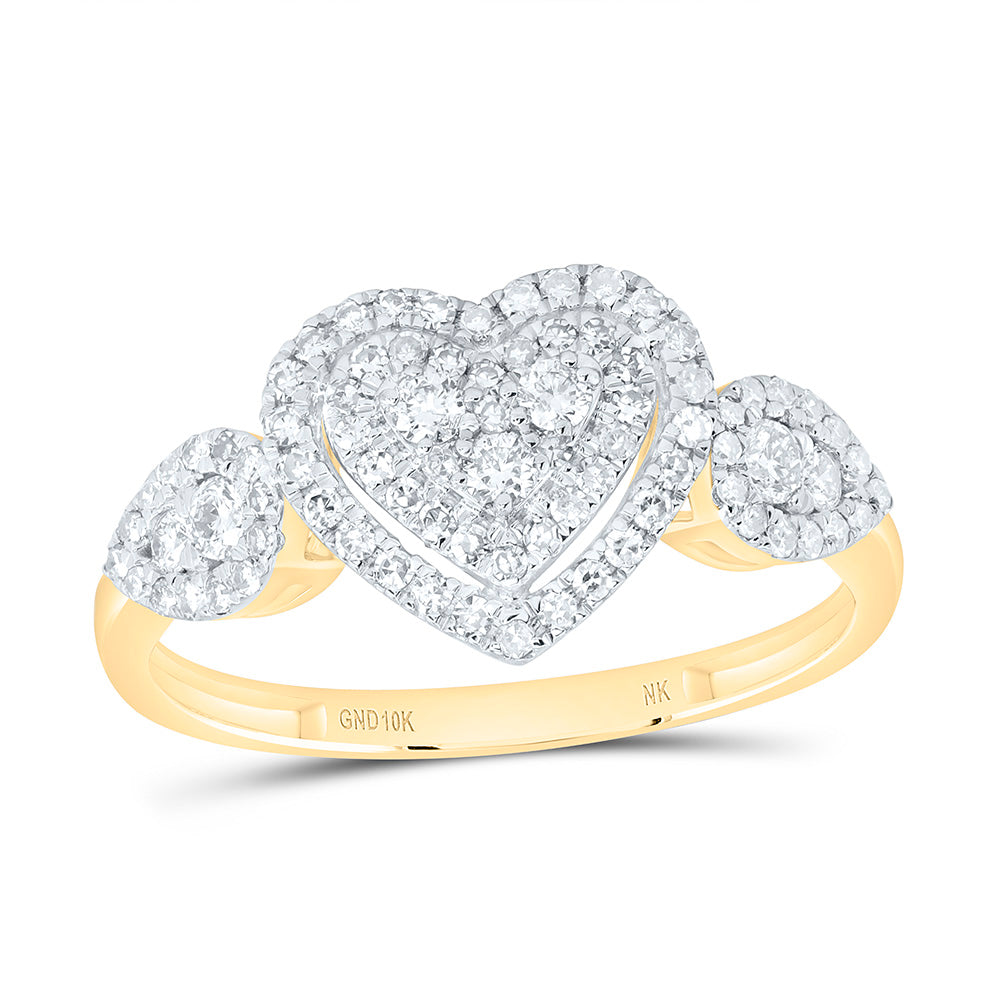 10K Yellow Gold 1/2Ctw Natural Diamond Fashion Heart Ring