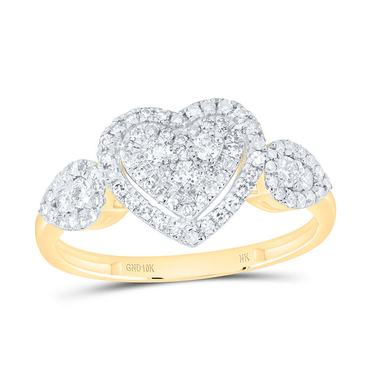 10K Yellow Gold 1/2Ctw Natural Diamond Fashion Heart Ring