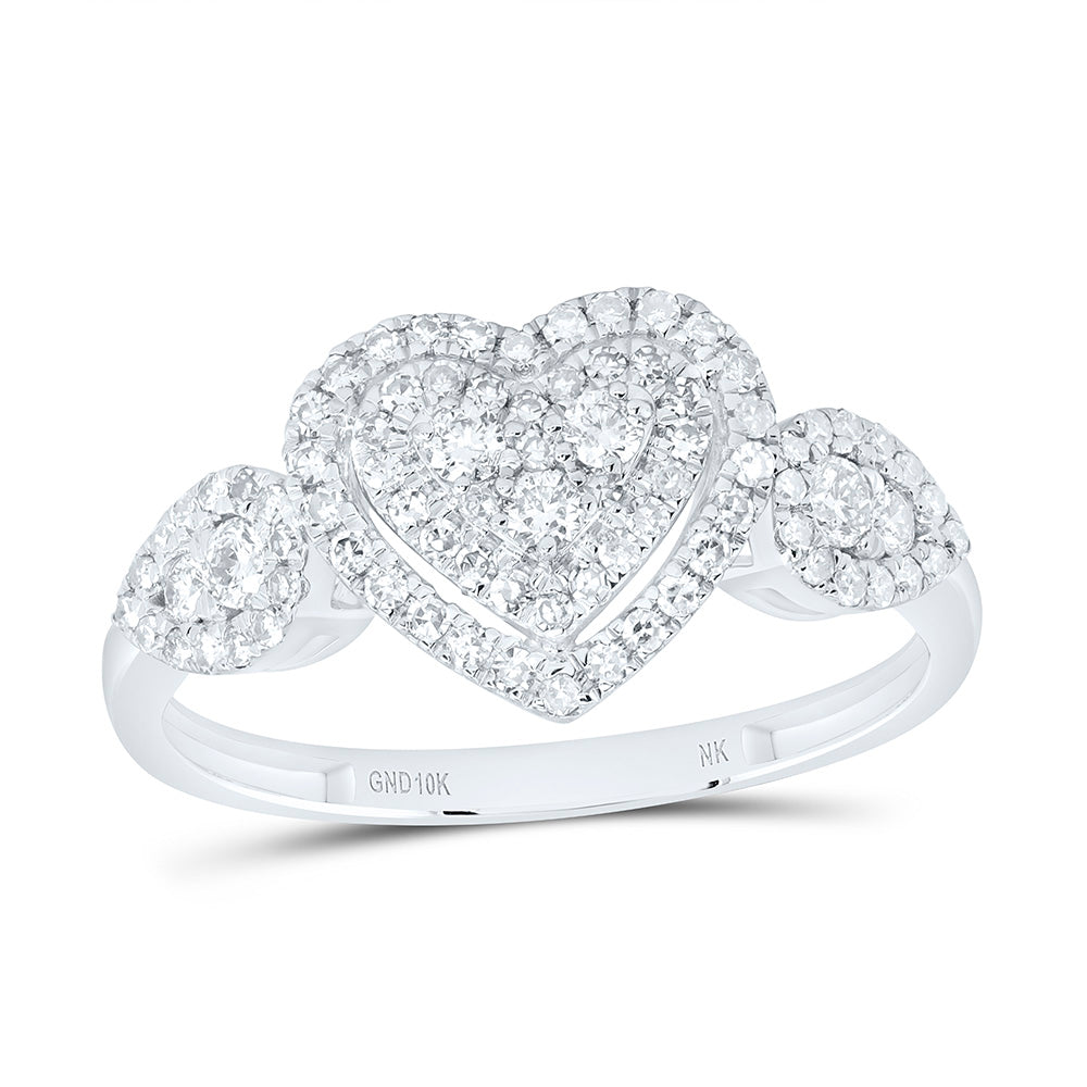 10K Yellow Gold 1/2Ctw Natural Diamond Fashion Heart Ring