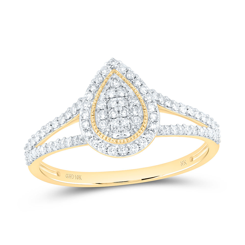 10K Yellow Gold 1/3Ctw Natural Diamond Fashion Pear Ring