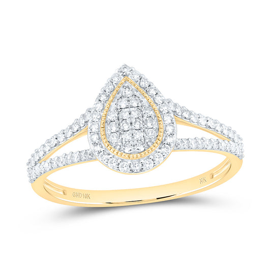 10K Yellow Gold 1/3Ctw Natural Diamond Fashion Pear Ring