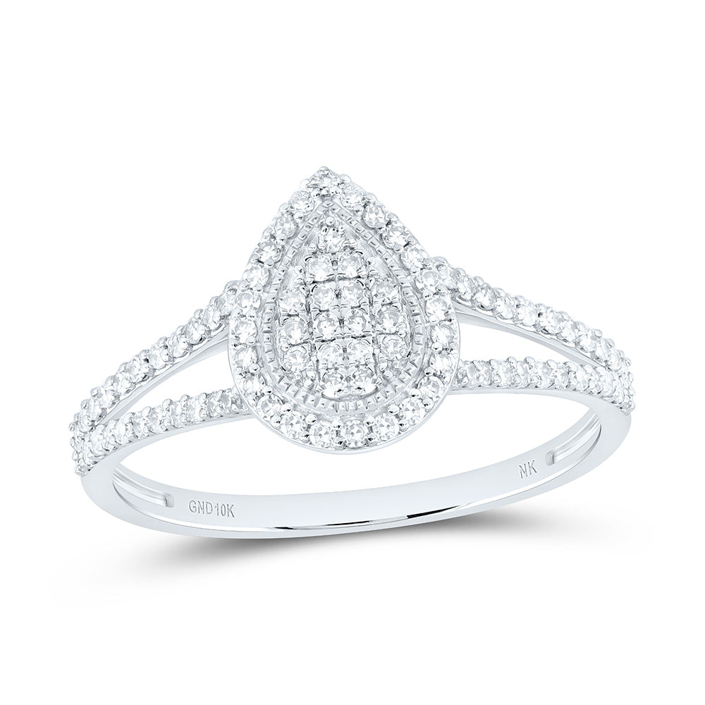 10K Yellow Gold 1/3Ctw Natural Diamond Fashion Pear Ring