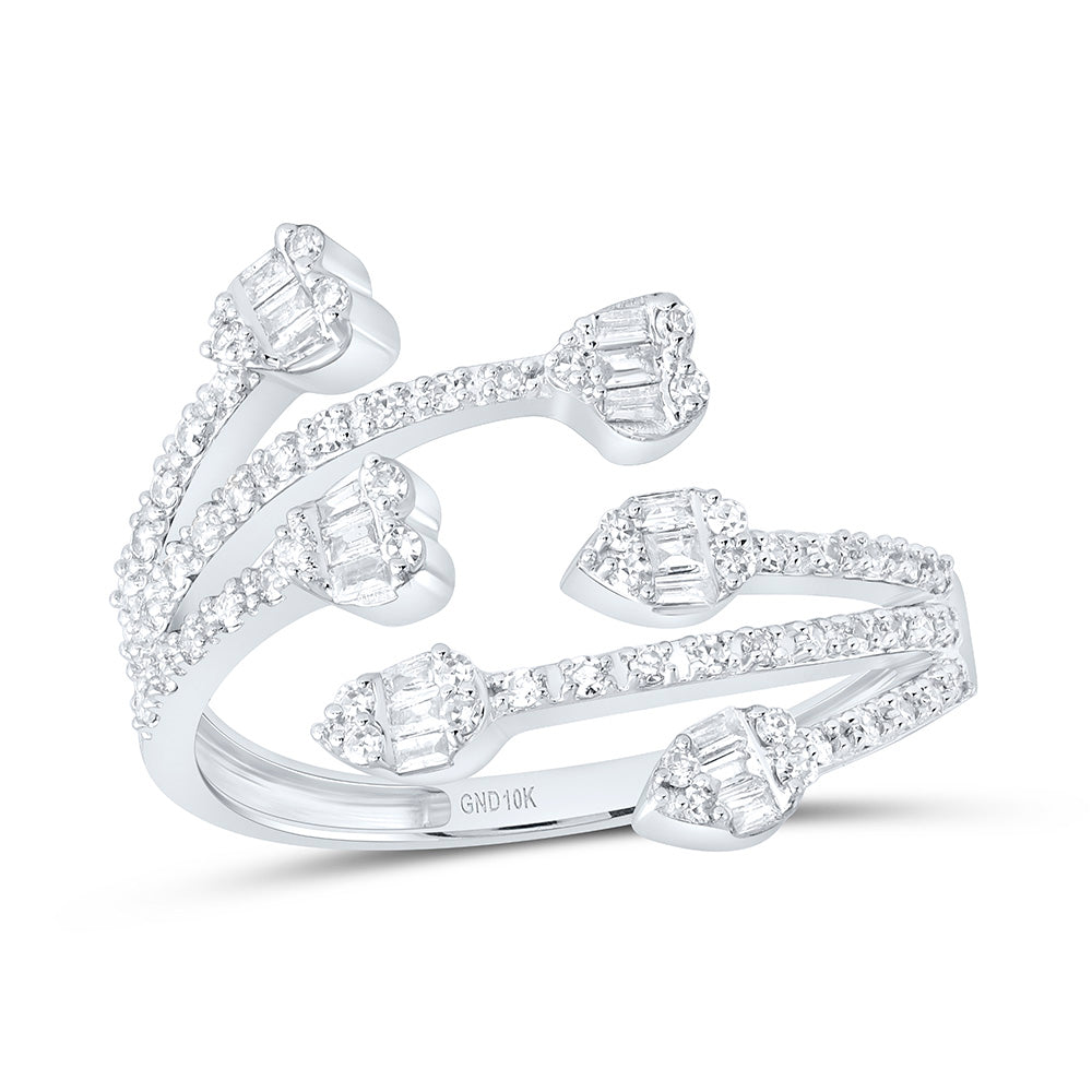 10K Yellow Gold 3/8Ctw Natural Diamond Fashion Heart Pear Cuff Ring