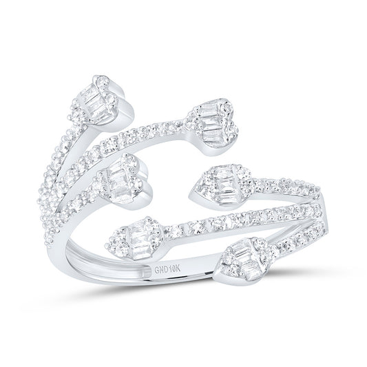 10K Yellow Gold 3/8Ctw Natural Diamond Fashion Heart Pear Cuff Ring