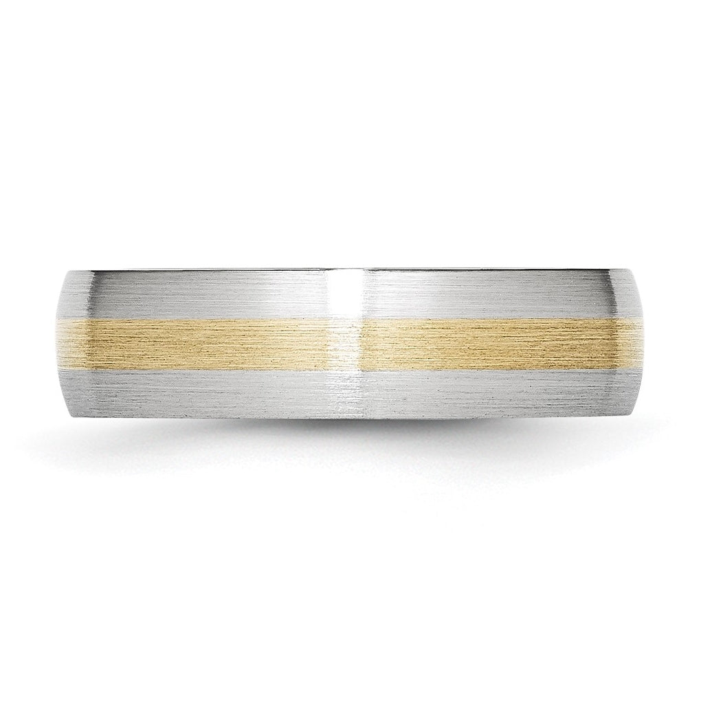 Cobalt 14k Yellow Gold Inlay Satin 6mm Band – Elegant Jewelry Gift for Birthday, Anniversary, Engagement, Wedding