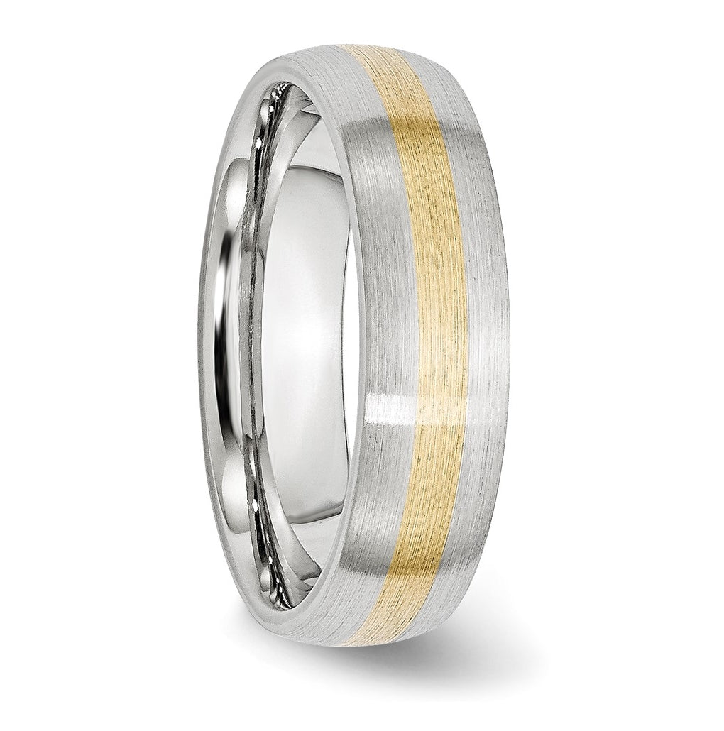 Cobalt 14k Yellow Gold Inlay Satin 6mm Band – Elegant Jewelry Gift for Birthday, Anniversary, Engagement, Wedding