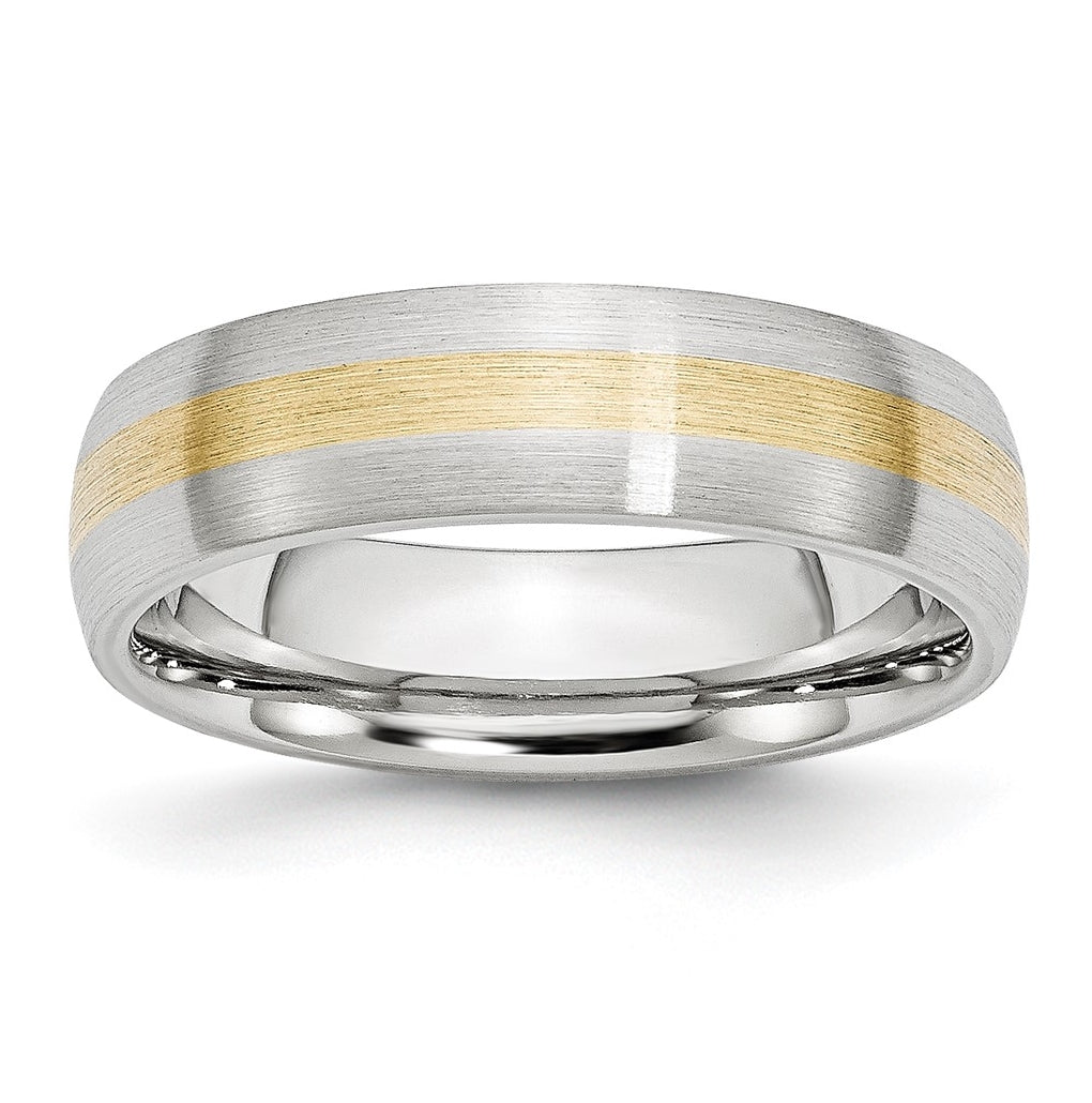 Cobalt 14k Yellow Gold Inlay Satin 6mm Band – Elegant Jewelry Gift for Birthday, Anniversary, Engagement, Wedding