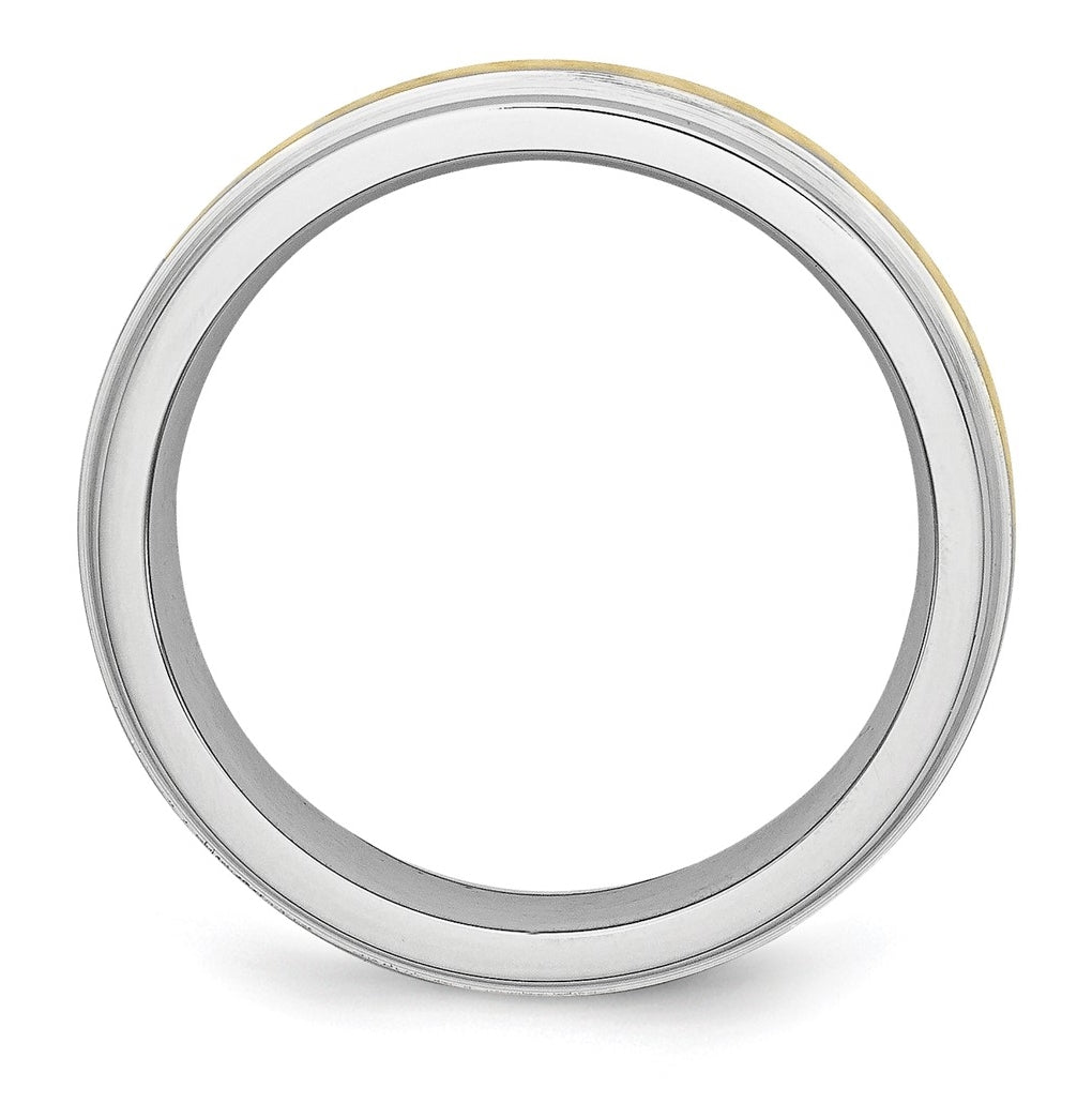Cobalt 14k Yellow Gold Inlay Satin and Polished 6mm Band – Elegant Jewelry Gift for Birthday, Anniversary, Engagement, Wedding