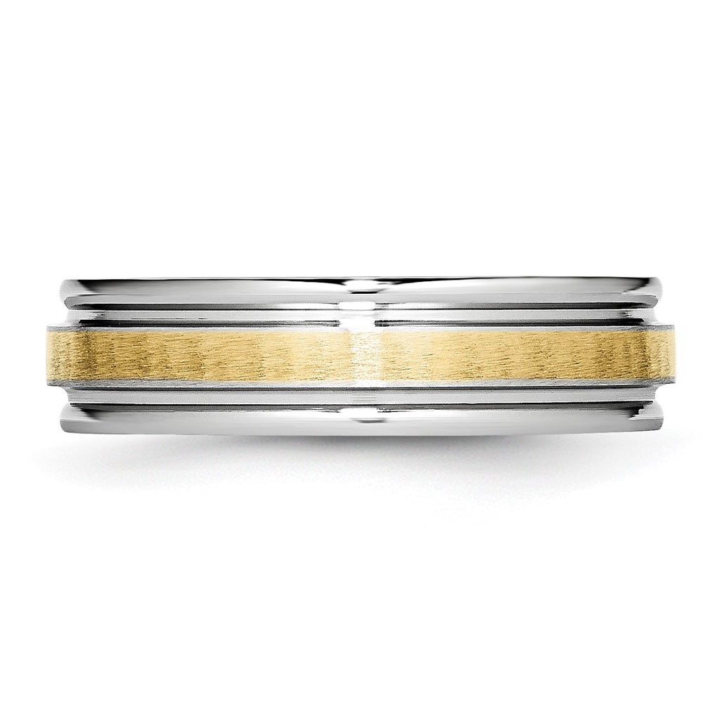 Cobalt 14k Yellow Gold Inlay Satin and Polished 6mm Band – Elegant Jewelry Gift for Birthday, Anniversary, Engagement, Wedding