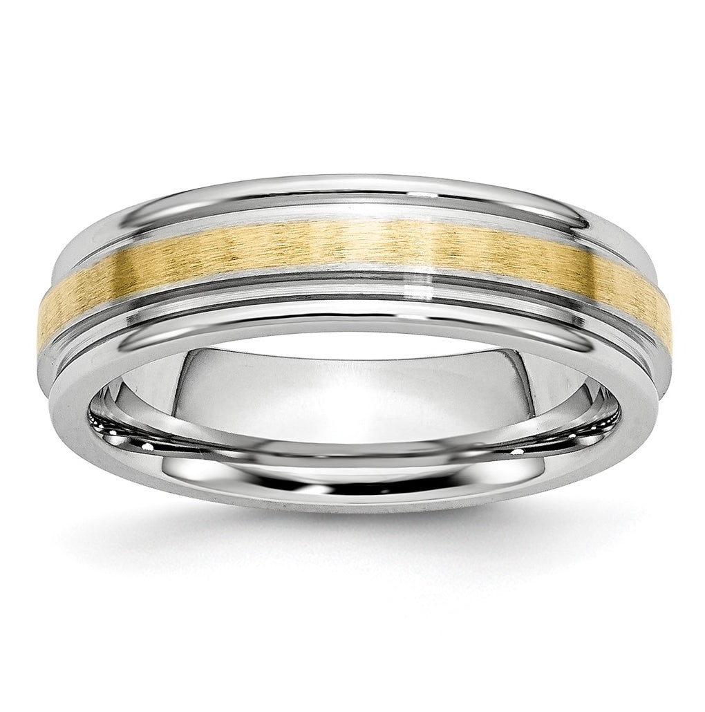 Cobalt 14k Yellow Gold Inlay Satin and Polished 6mm Band – Elegant Jewelry Gift for Birthday, Anniversary, Engagement, Wedding